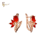 Luxurious cluster colorful CZs flower Rose Gold earrings