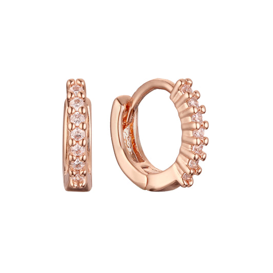 Aretes Huggie en Oro de 14K, baño de Oro Rosa colores