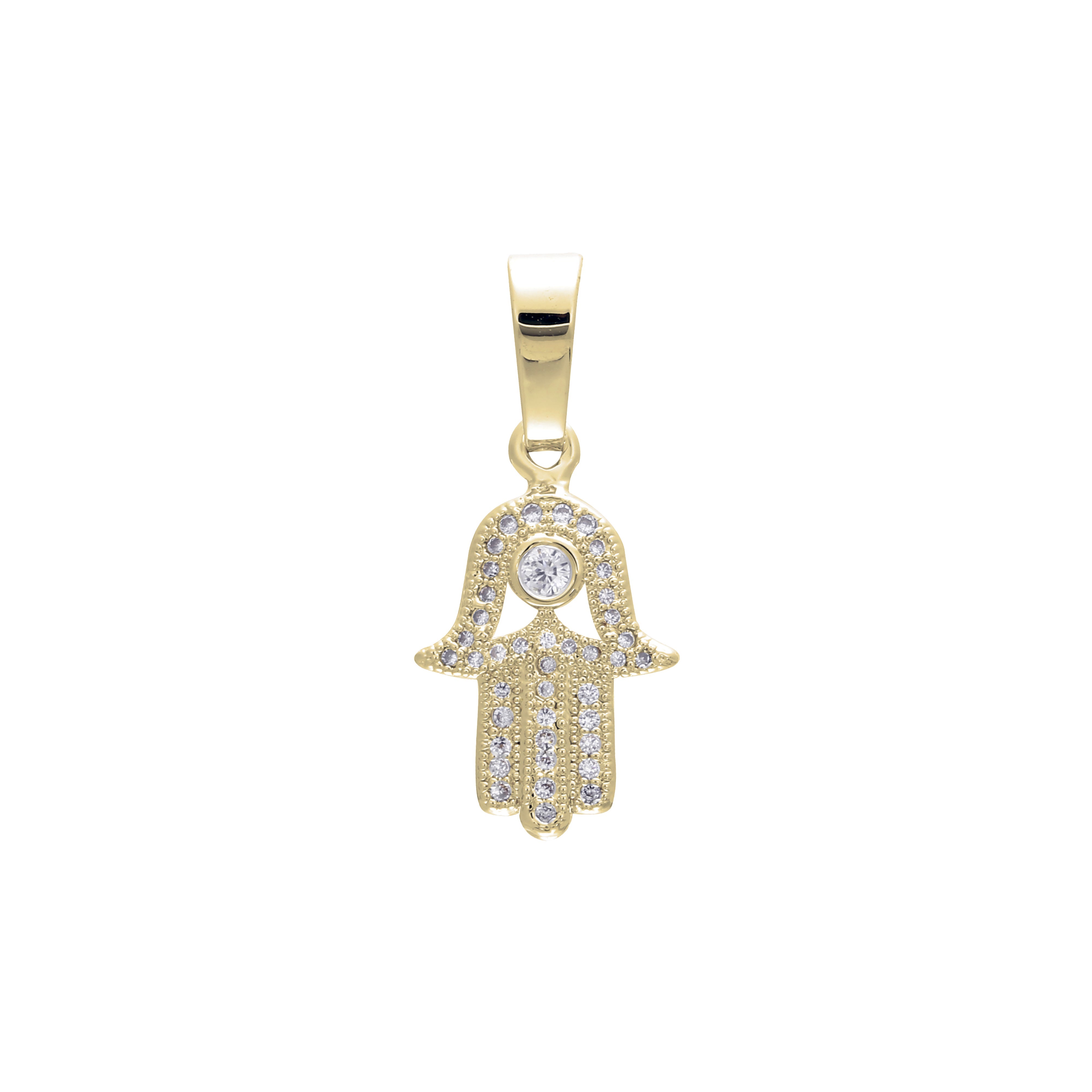 Hamsa-Anh?nger aus 14-kar?tigem Gold, Wei?gold-Beschichtung