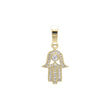 Pingente Hamsa em ouro 14K, cores banhadas a ouro branco