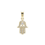 Pingente Hamsa em ouro 14K, cores banhadas a ouro branco