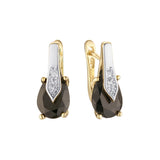 Clipped solitaire teardrop solitaire CZ 14K Gold, White Gold, Rose Gold, two tone Earrings