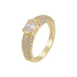 Solitario y racimo de CZ blancas pavimentadas Stackacble Oro 14K, anillos de Oro de 18 quilates