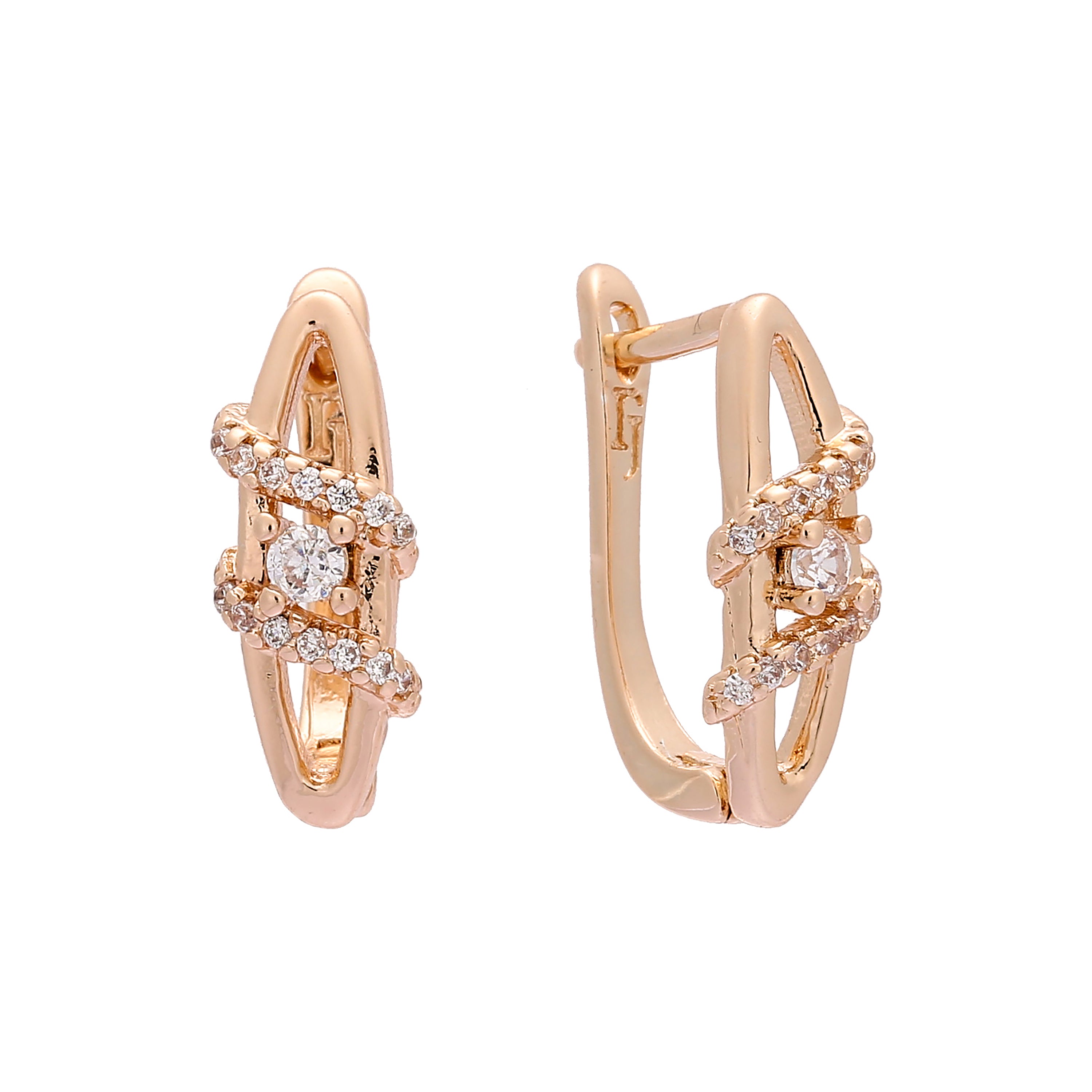 Paved white cz Rose Gold earrings