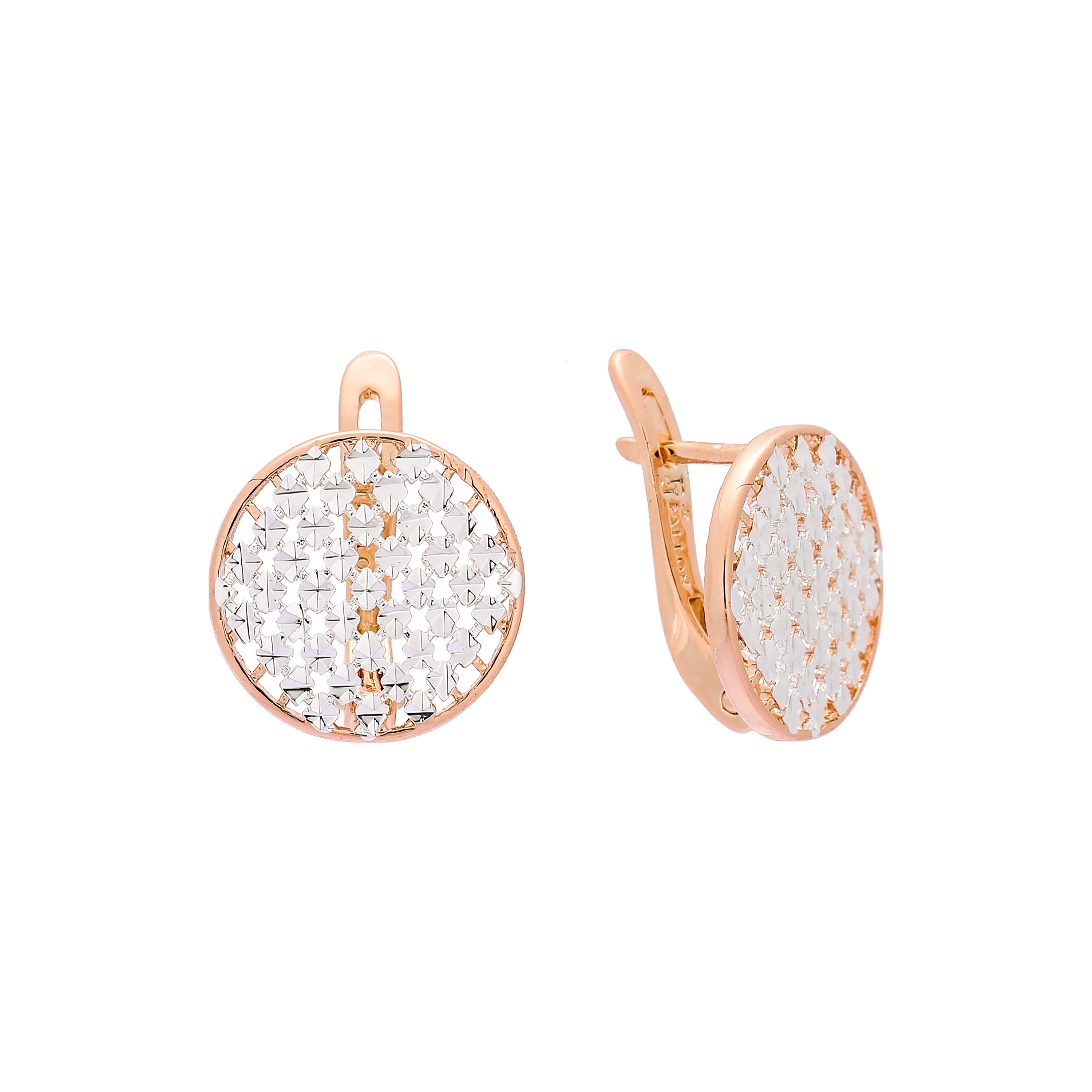 Aretes de Oro 14K de dos tonos