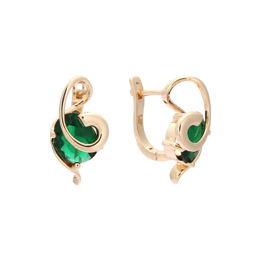 Solitaire emerald cubic zirconia Rose Gold earrings