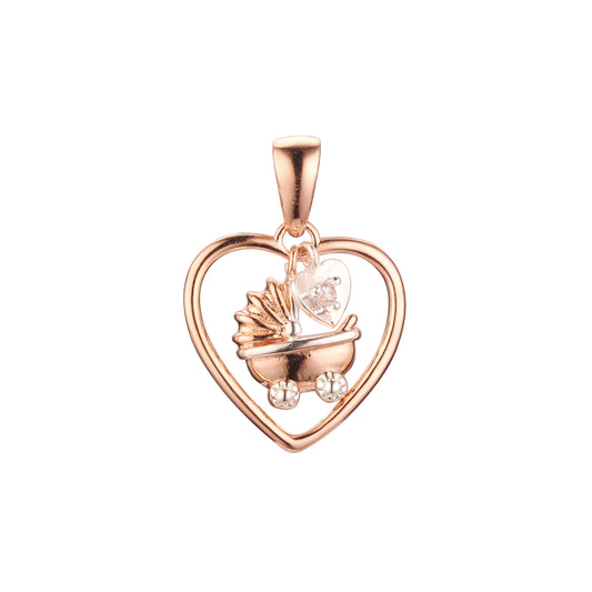 Rose Gold in 2 colors pendant with White stone