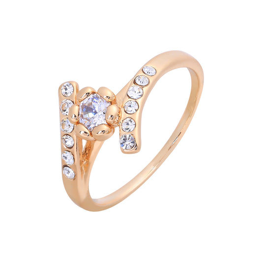 Solitario pavimentado cz blanca Anillos de oro rosa