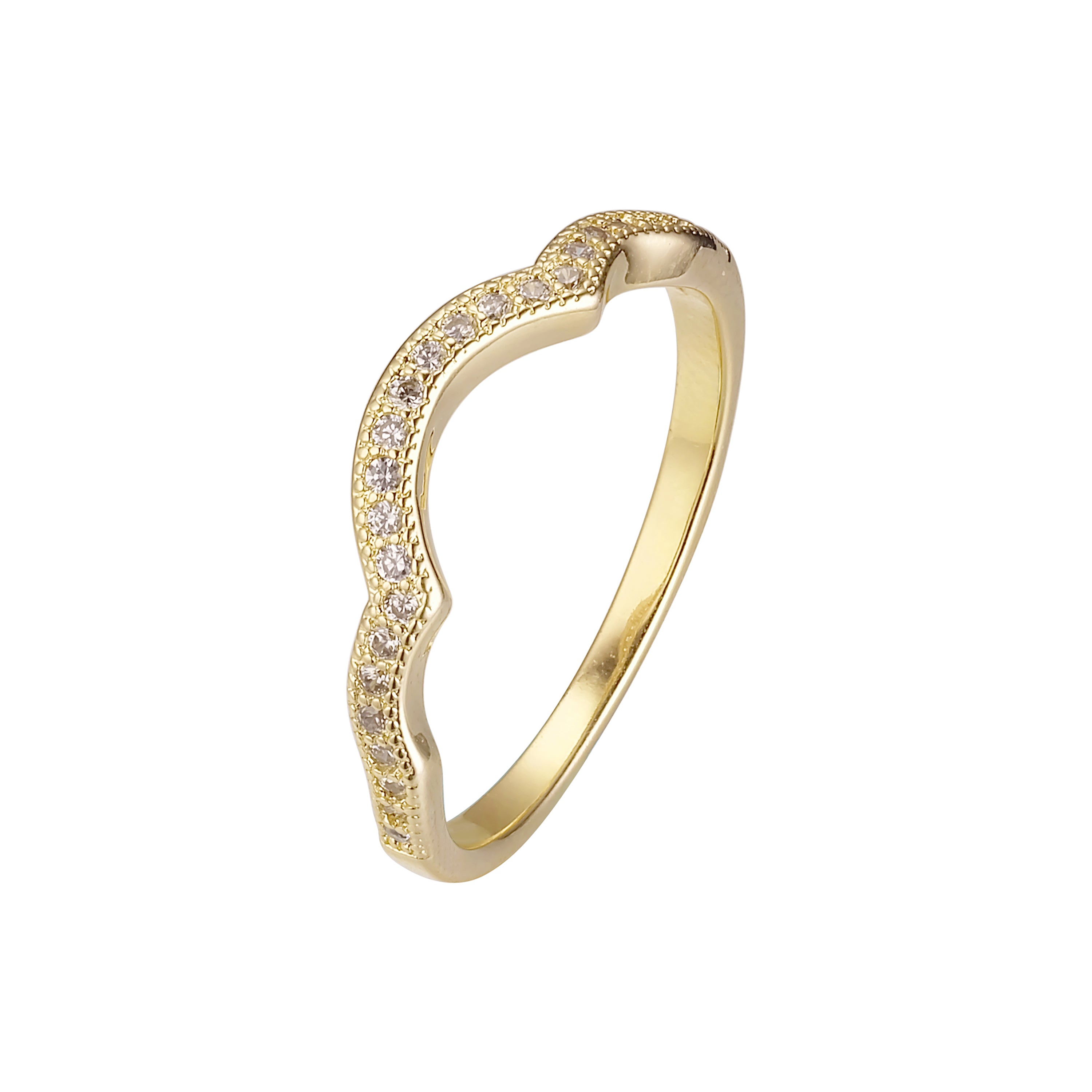 Wedding band paved white cz 14K gold rings