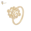 Filigree cluster white CZs 14K Gold, Rose Gold Rings