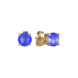 Solitaire Four claws colorful cz 14K Gold, Rose Gold, White Gold Stud earrings