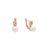 Aretes de Perlas en Oro de 14K, colores baño de Oro Rosa