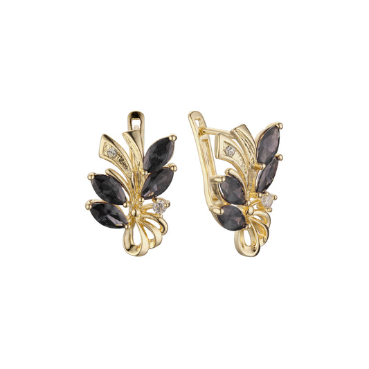 Sparkling cluster CZs flower 14K Gold, Rose Gold Earrings