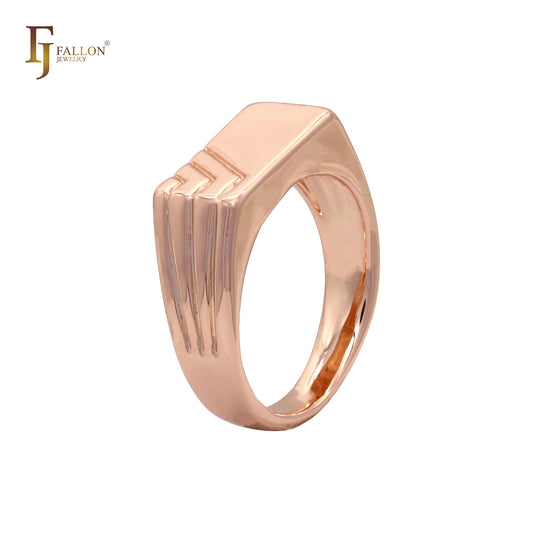 Anillos de hombre Signet planos en Oro rosa