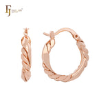 Twisted textured 14K Gold Hoop earrings