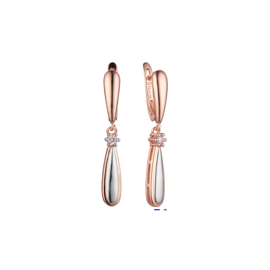 Teardrop drop earrings in 14K Gold, Rose Gold, two tone plating colors