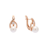 Pearl sided with white cz Rose Gold earrings