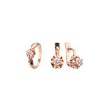 Solitaire flower set with rings in 14K Gold, Rose Gold plating colors