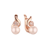 Pearl earrings in Rose Gold, two tone plating colors