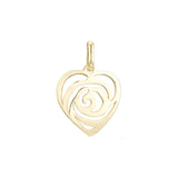 Rose flower heart pendant in Rose Gold two tone, 14K Gold plating colors