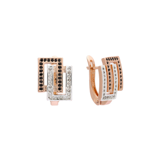 Cluster earrings in Rose Gold, two tone plating colors