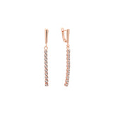 Cluster CZ long drop em ouro 14K, brincos em ouro rosa