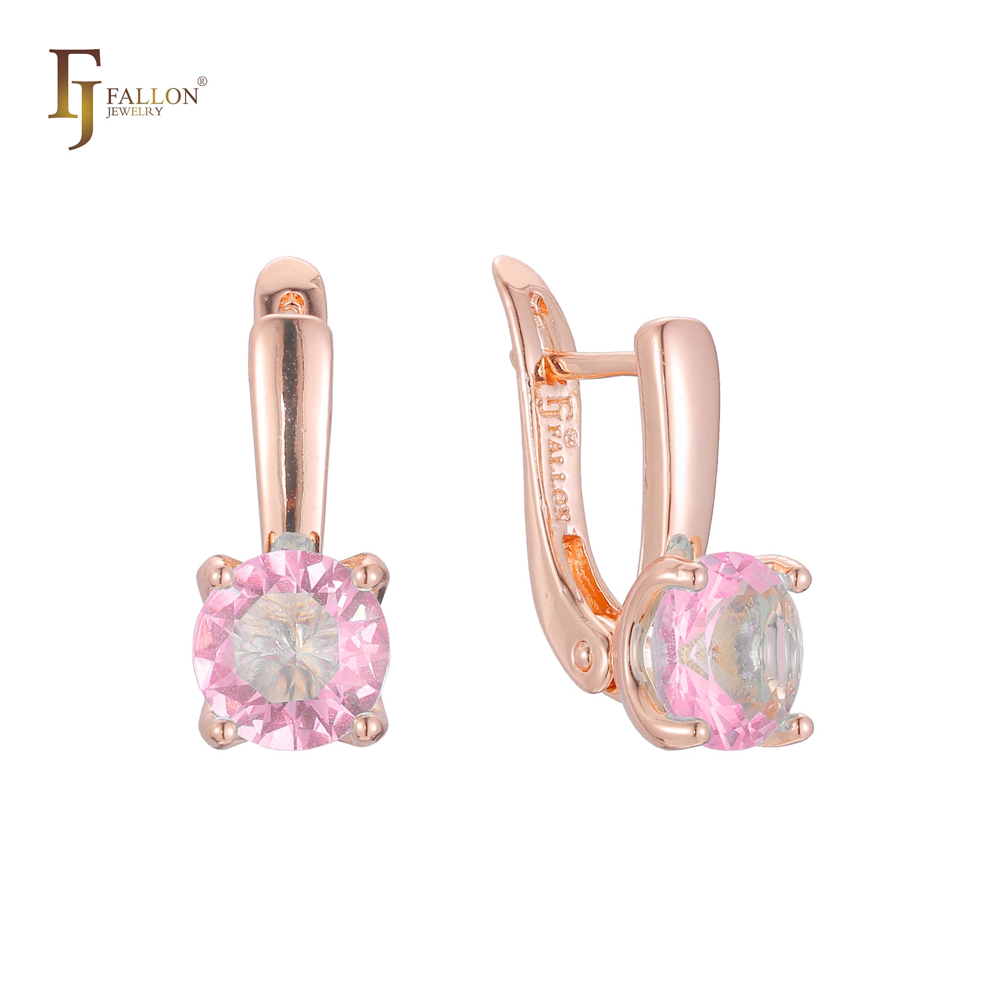 Pendientes solitarios de colores en Oro de 14K, baño de Oro Rosa colores