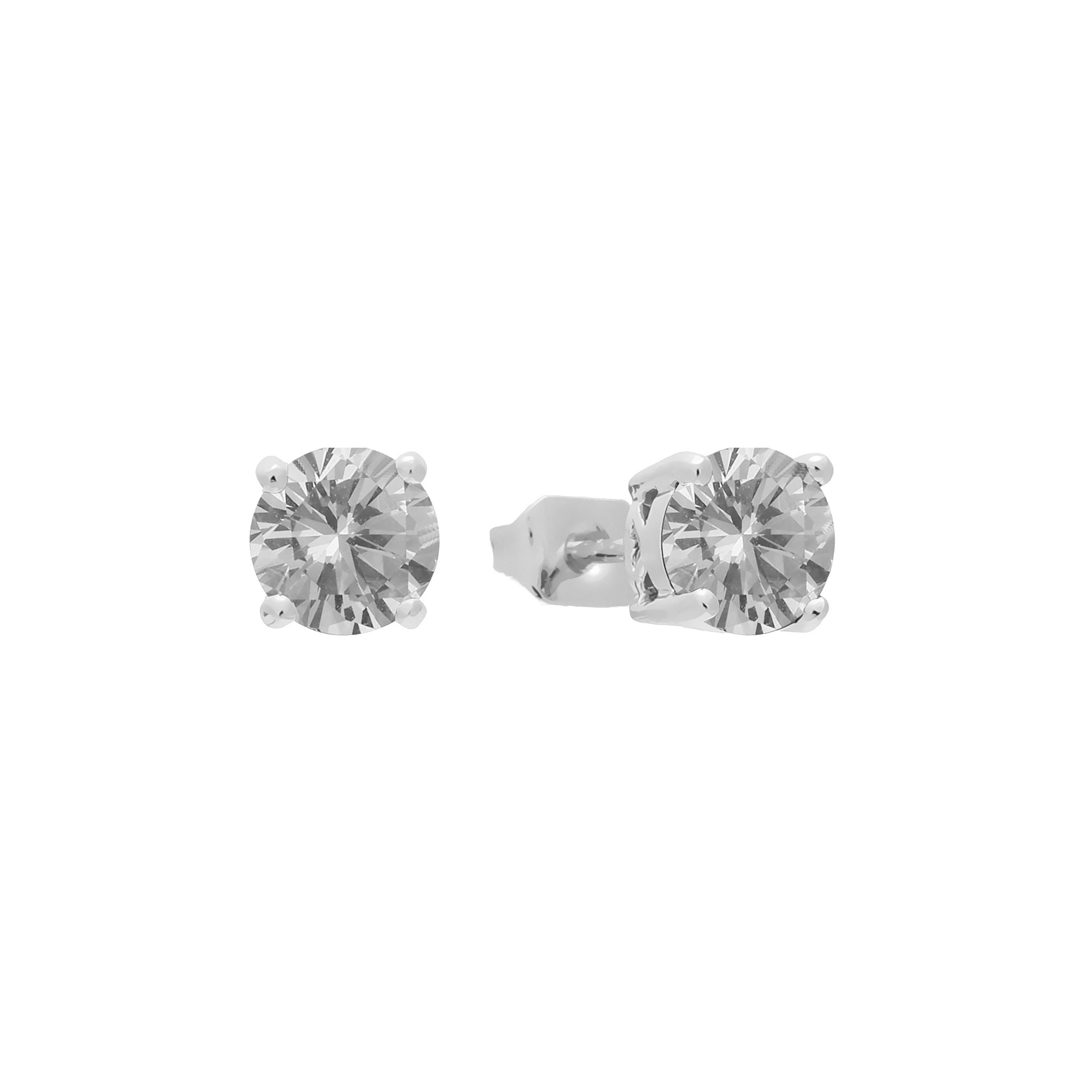 Solitaire Four claws colorful cz 14K Gold, Rose Gold, White Gold Stud earrings