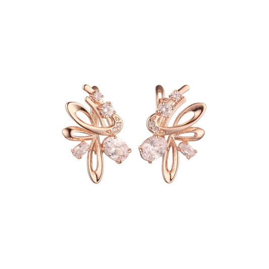 Fairy dancing cluster colorful czs Rose Gold earrings