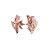 Luxurious cluster colorful CZs flower Rose Gold earrings