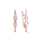 Brincos Infinity em ouro 14K, ouro rosa com duas cores de revestimento