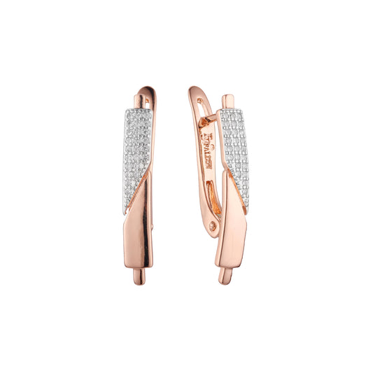 Brincos Cluster em ouro 14K, ouro rosa, duas cores de revestimento