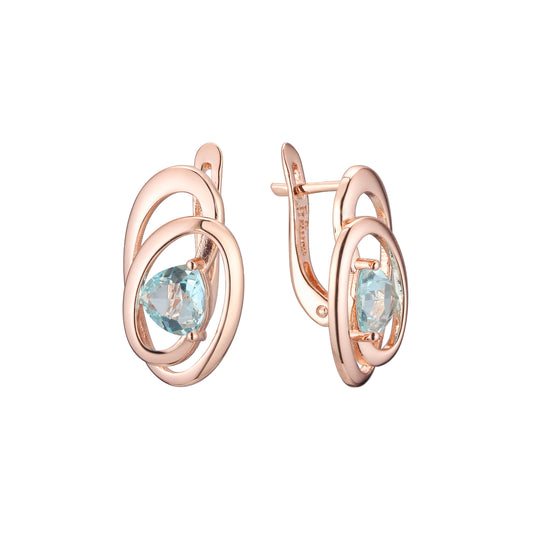 Pendientes Solitario en Oro de 14K, baño de Oro Rosa colores