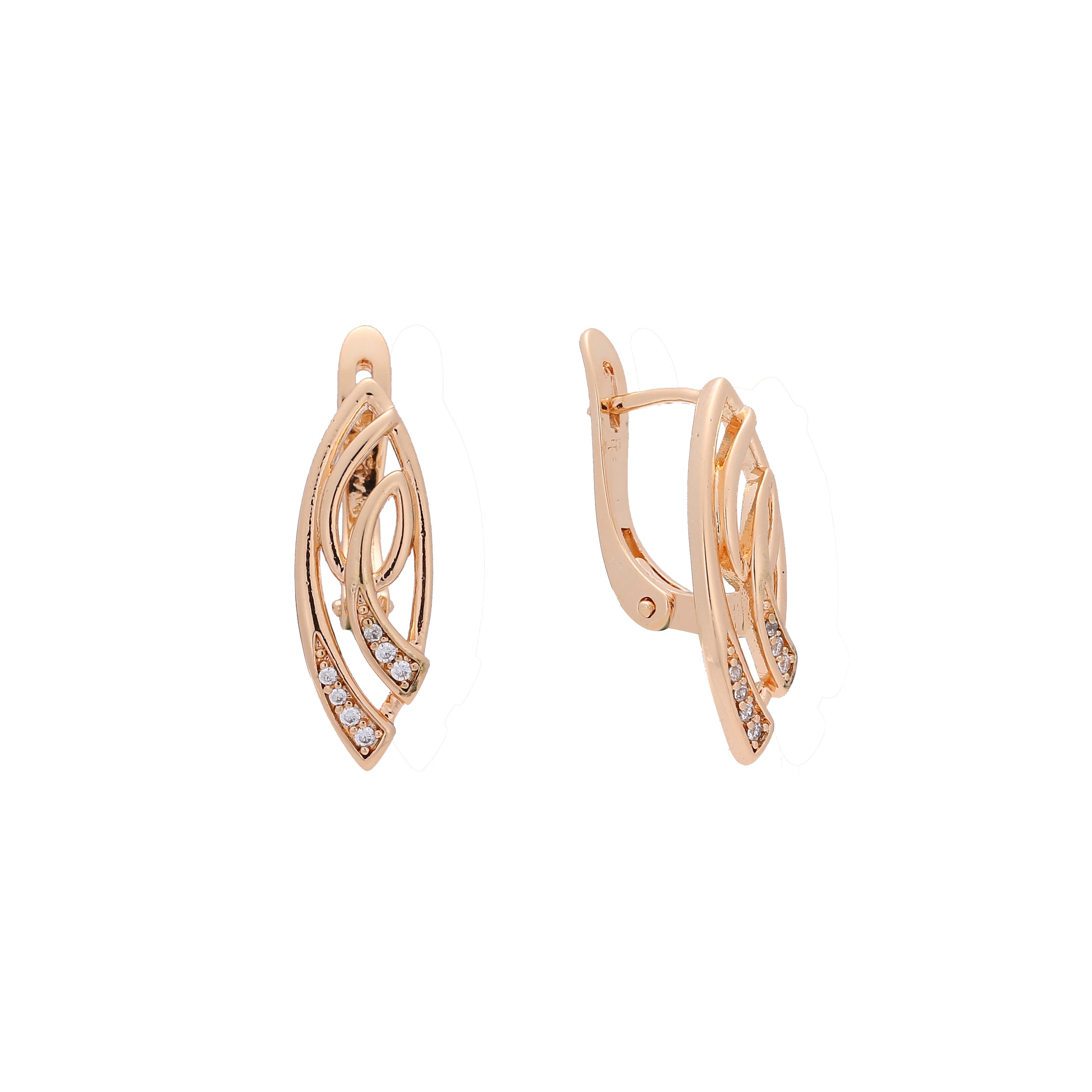 Aretes en Oro 14K, Oro Rosa, baño en dos tonos