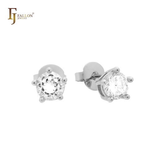 Clawed solitaire CZ [2mm - 6mm] White Gold, Rose Gold stud earrings