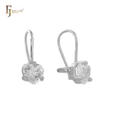 Pendientes de oro blanco CZ Wire Hook de 14 quilates, oro rosa y oro blanco