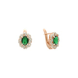 Rose Gold two tone big stone halo earrings