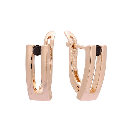 Brincos retangulares U solitaire cz Rose Gold