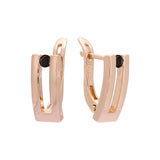 Rectangular U solitaire cz Rose Gold earrings