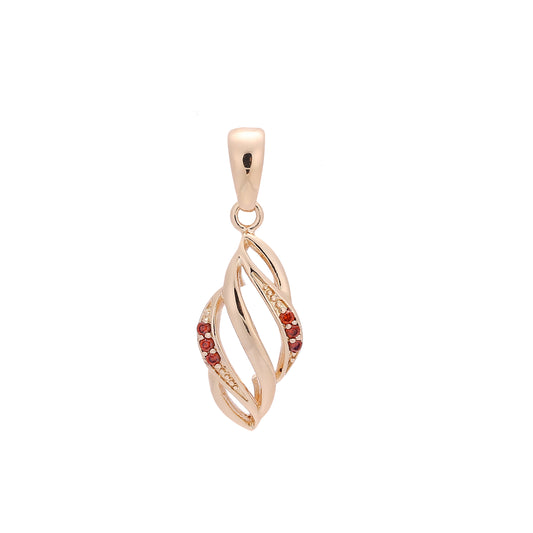 Flames paved red cz Rose Gold pendant