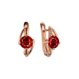 Solitaire colorful CZs Lightning sign Rose Gold earrings