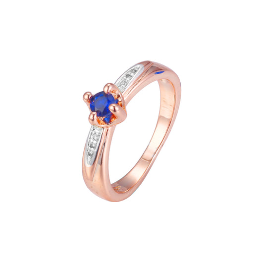 Rose Gold two tone solitaire blue stone rings