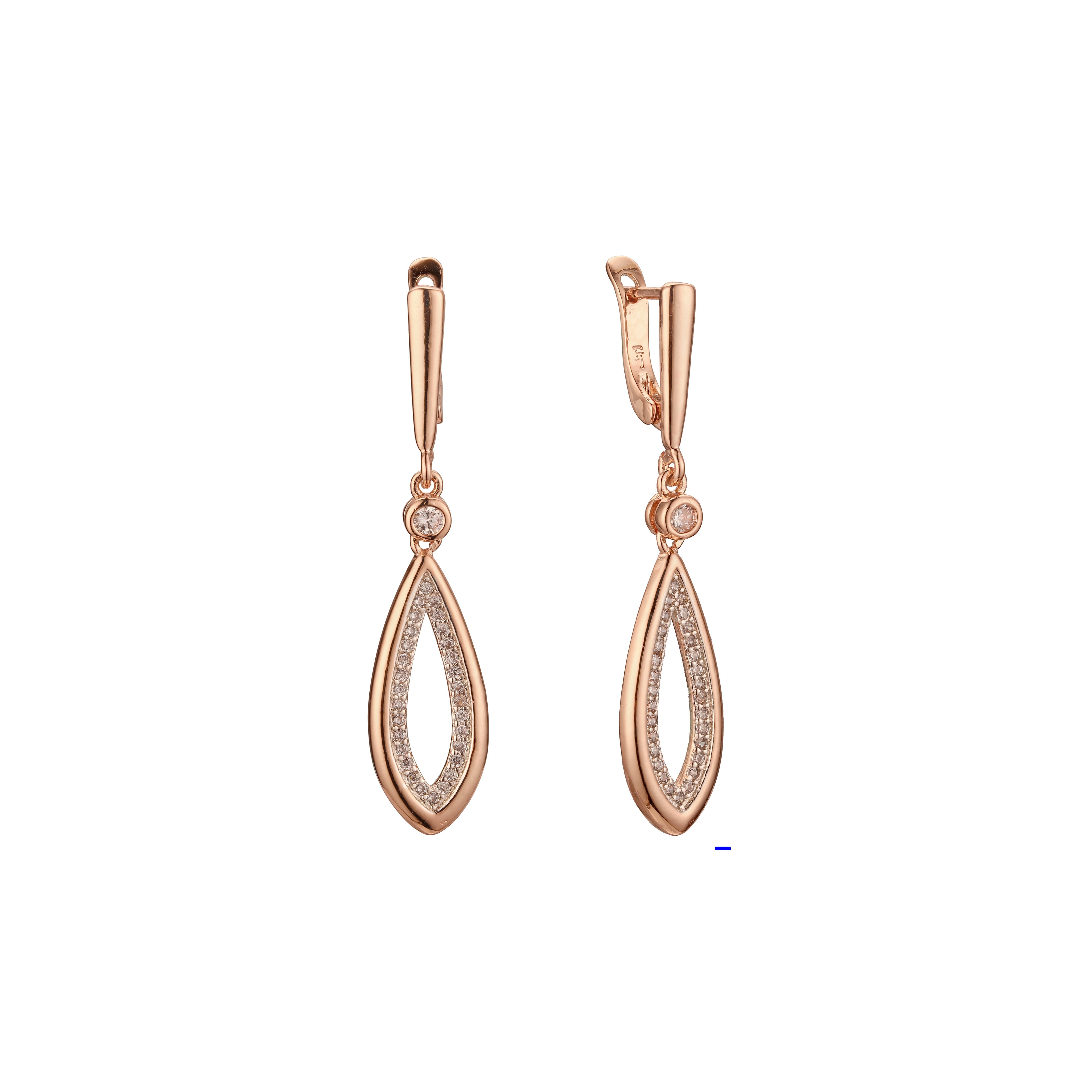 Rose Gold two tone teardrop drop earrings