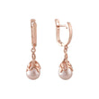 Pearl under leaves drop Rose Gold, 14K Gold Earrings