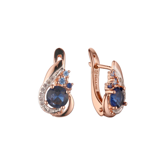 Rose Gold two tone earrings with mixed stone