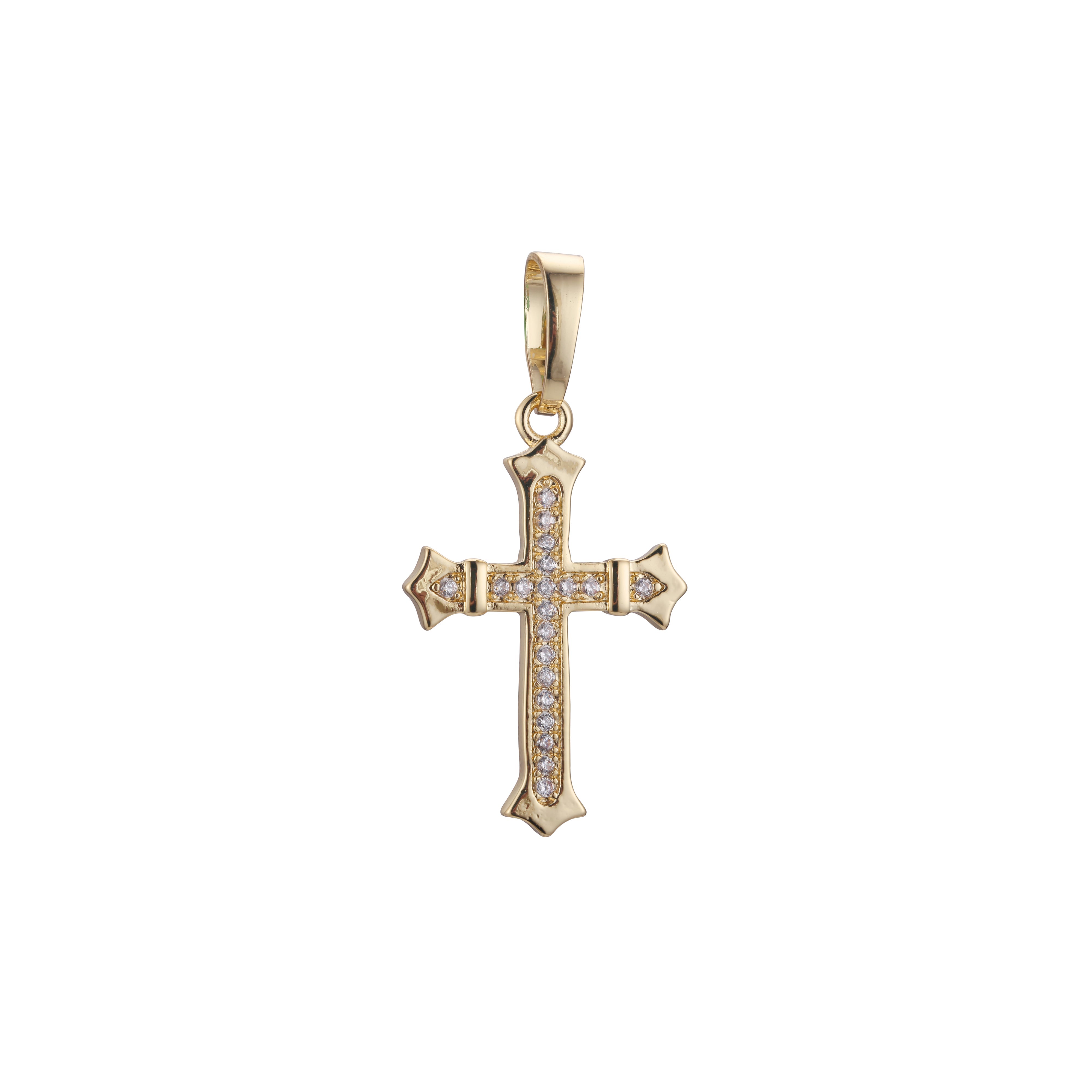 Colgante de Oro 14K con cruz latina en capullo