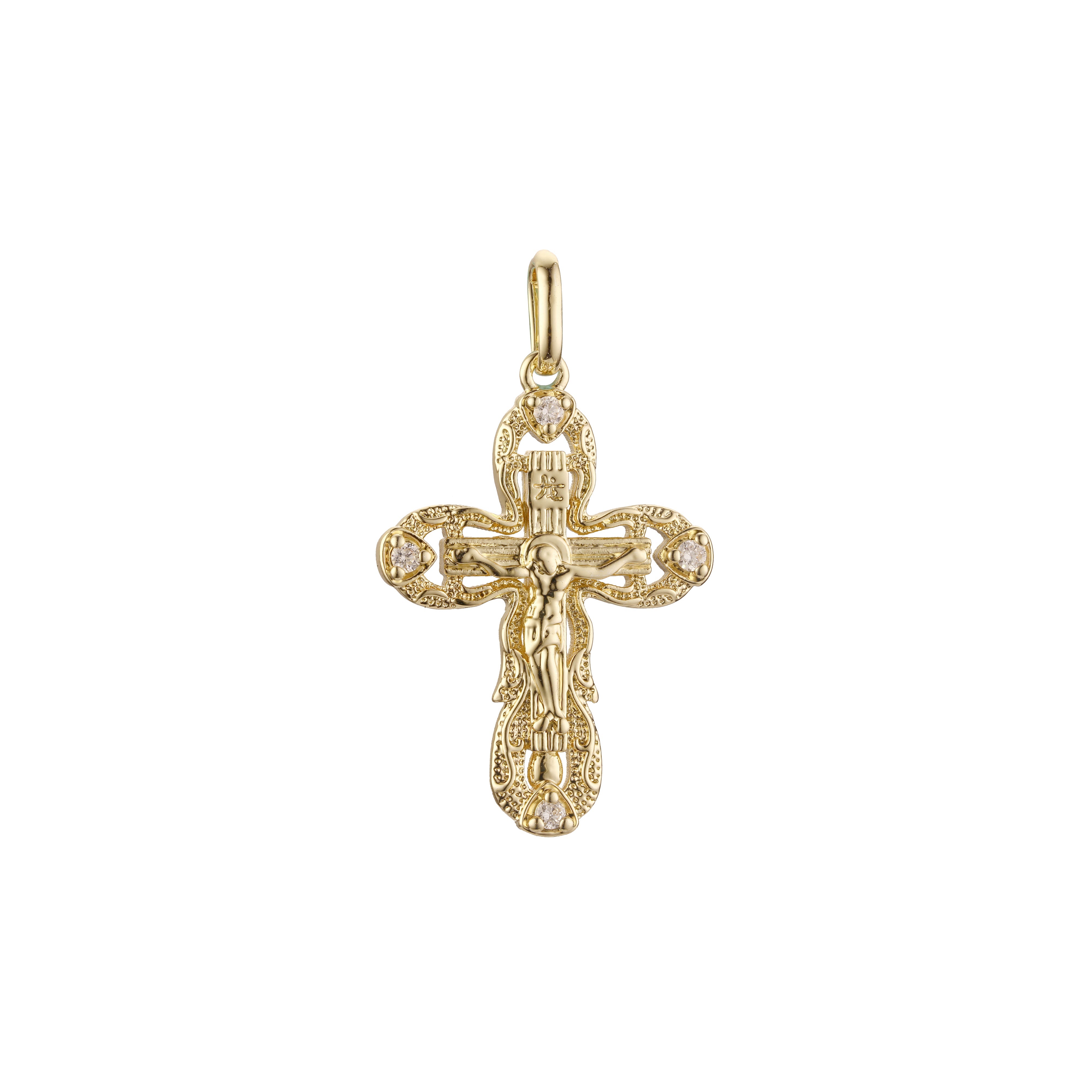 Cross pendant in Rose Gold two tone, 14K Gold plating colors