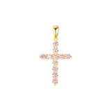 Pingente de cruz latina em ouro 14K, ouro rosa, cores banhadas a ouro 18K