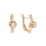 Solitaire flower earrings in 14K Gold, Rose Gold, two tone plating colors