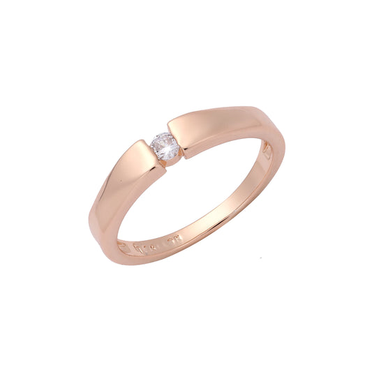 Tension solitaire white cz 14K Gold, Rose Gold Rings